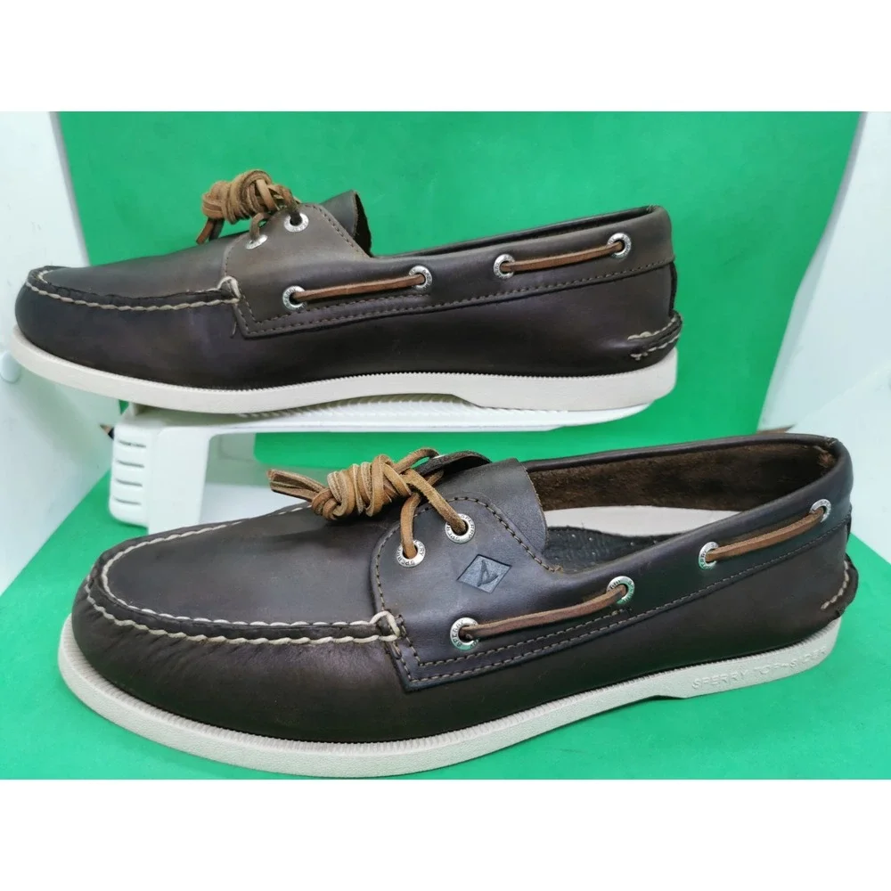 Vintage Sperry Top-Sider Men's Authentic Boat Driving Shoe Amaretto Brown Sz 11M